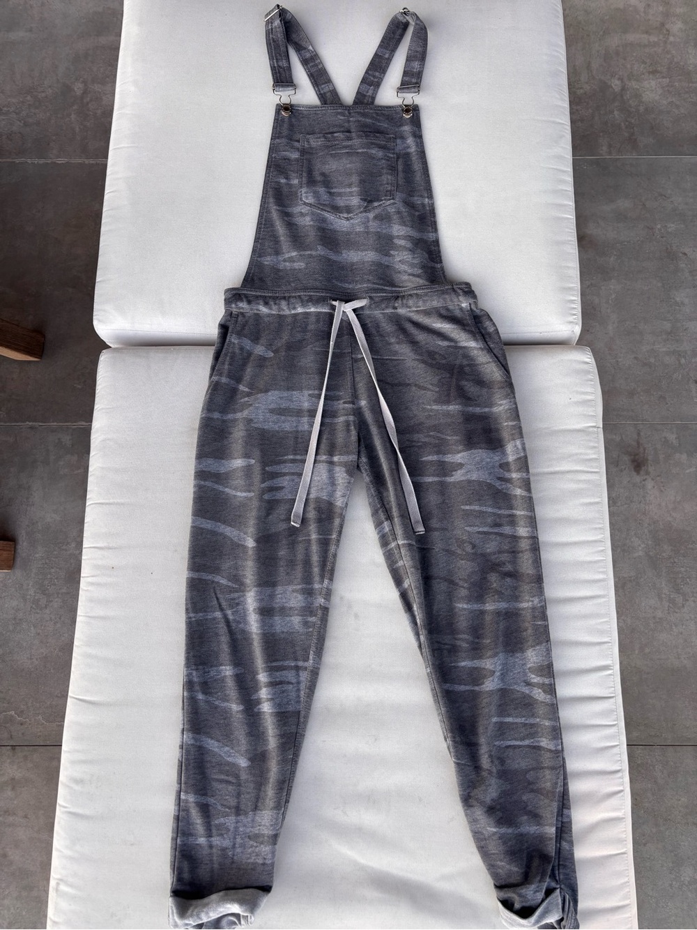 Z Supply Cotton Gray Camo Overalls Drawstring Waist